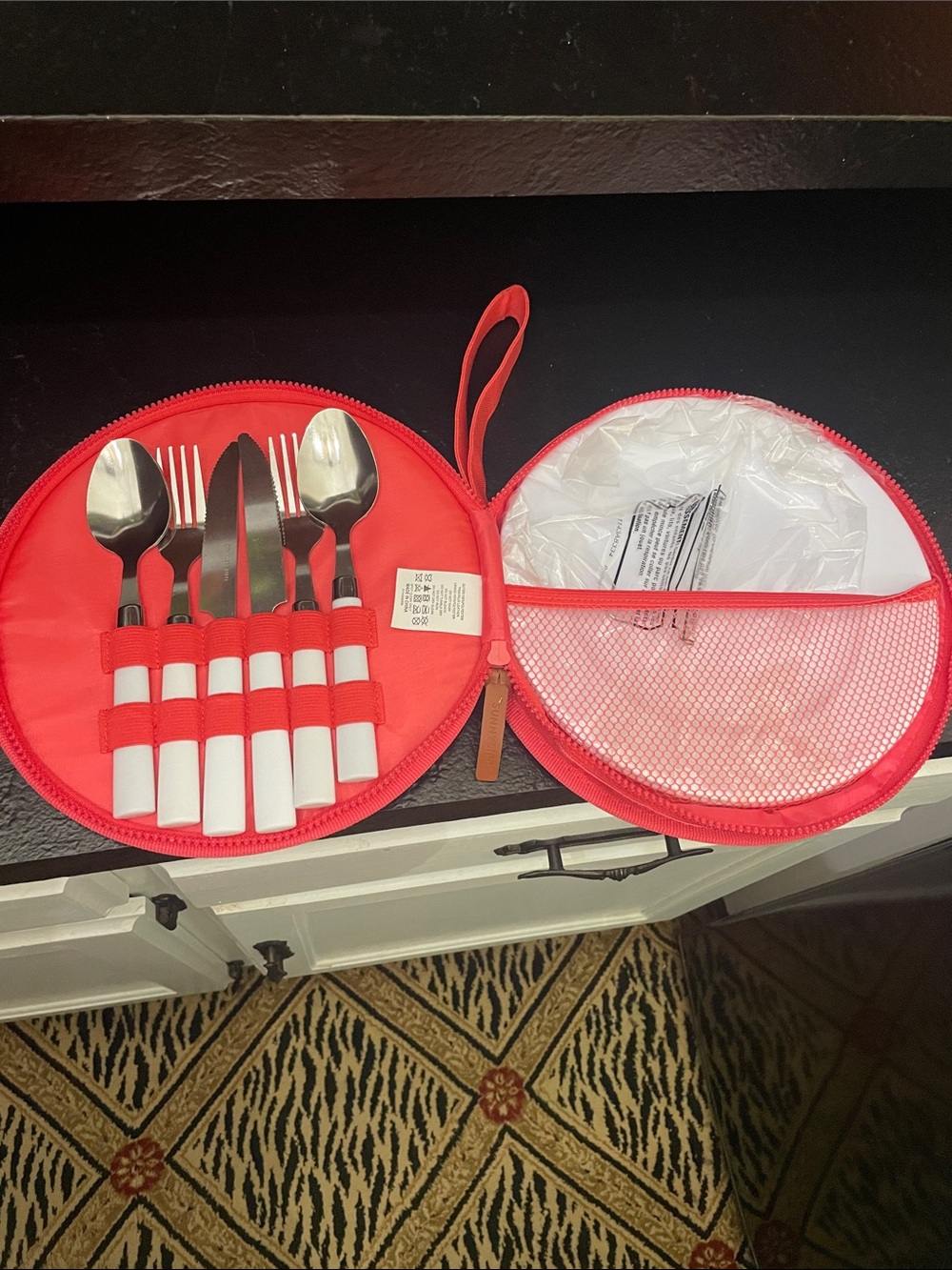 Sunny Life Orange Portable Cutlery Set with Case - Set for 2 9 in Plates